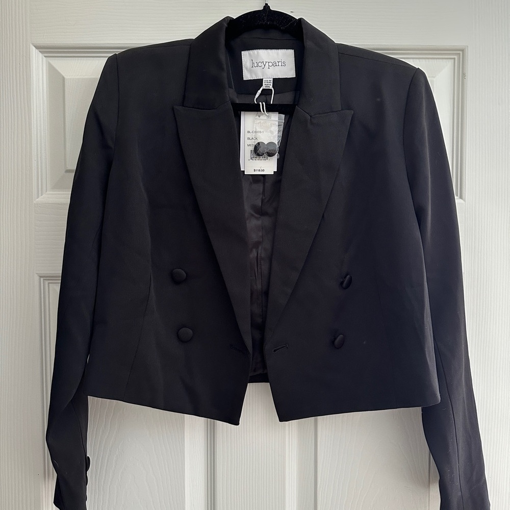 NWT Lucy Paris Black Cropped Blazer Jacket